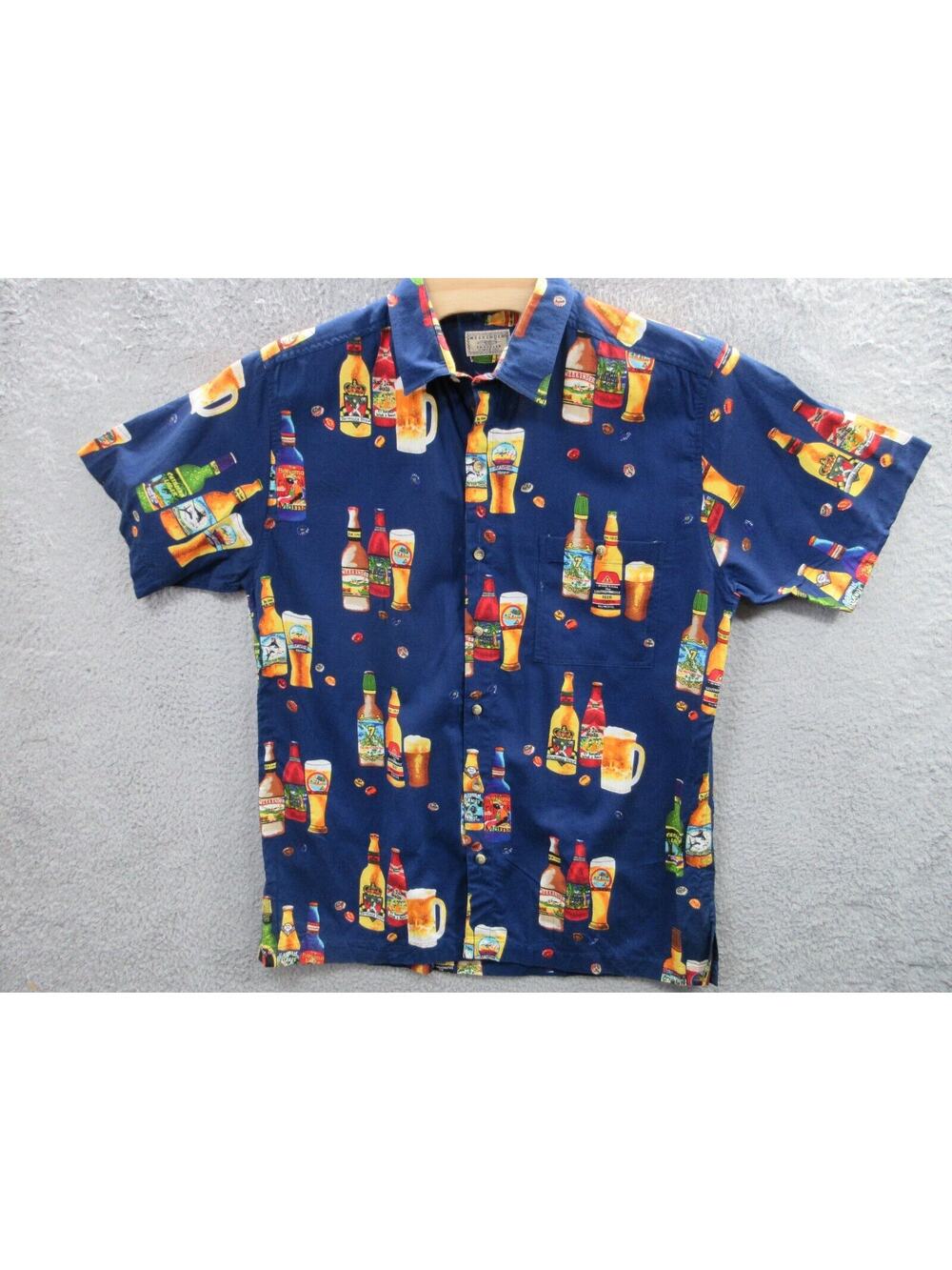 WEEKENDER Traveler Men's Large Button Casual Shirt BEER Key West Aruba Bermuda +